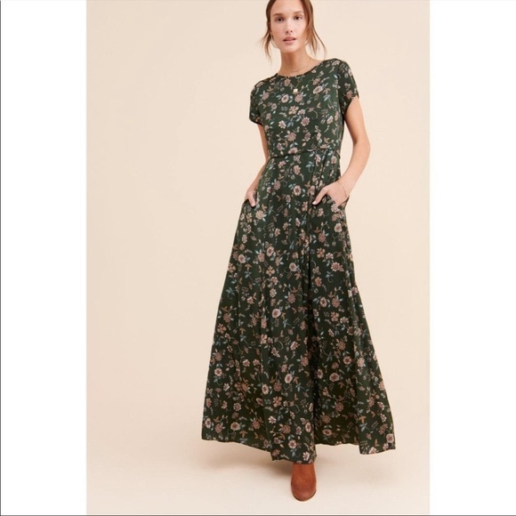 Gal Meets Glam Dresses & Skirts - Gal Meets Glam Autumn Floral Maxi Dress Sz 16 Olive